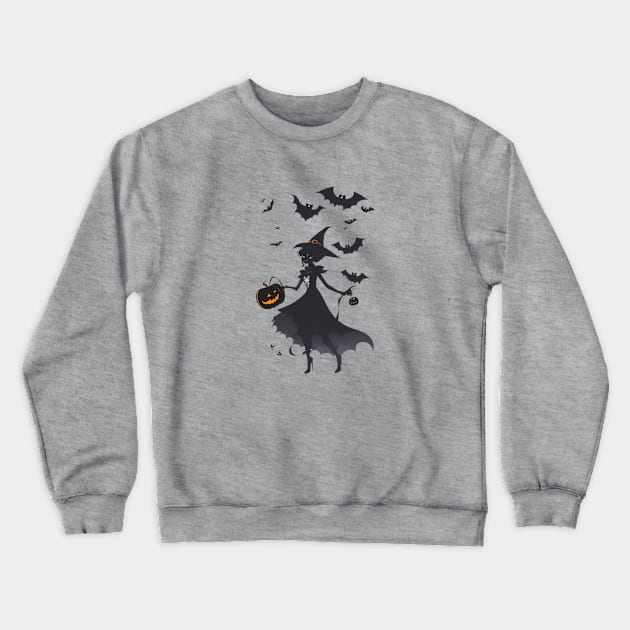 Funny Halloween witch Pumpkin Crewneck Sweatshirt by halazidan